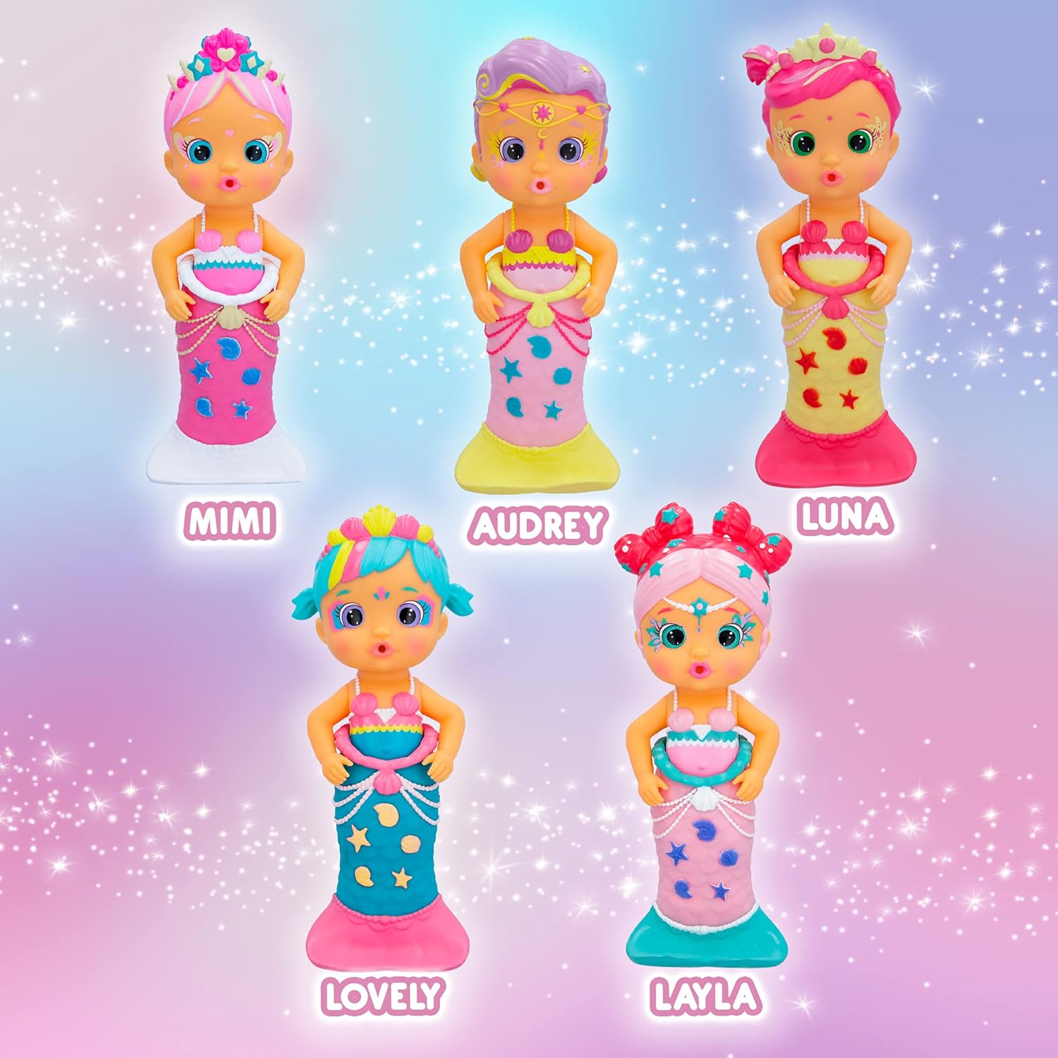 Bloopies Magic Tails Audrey I Mermaid Doll with Removable Tail Fin and Water Lover; Water Splash and Bubble Making, Bath Fun for Kids Ages 18 Months