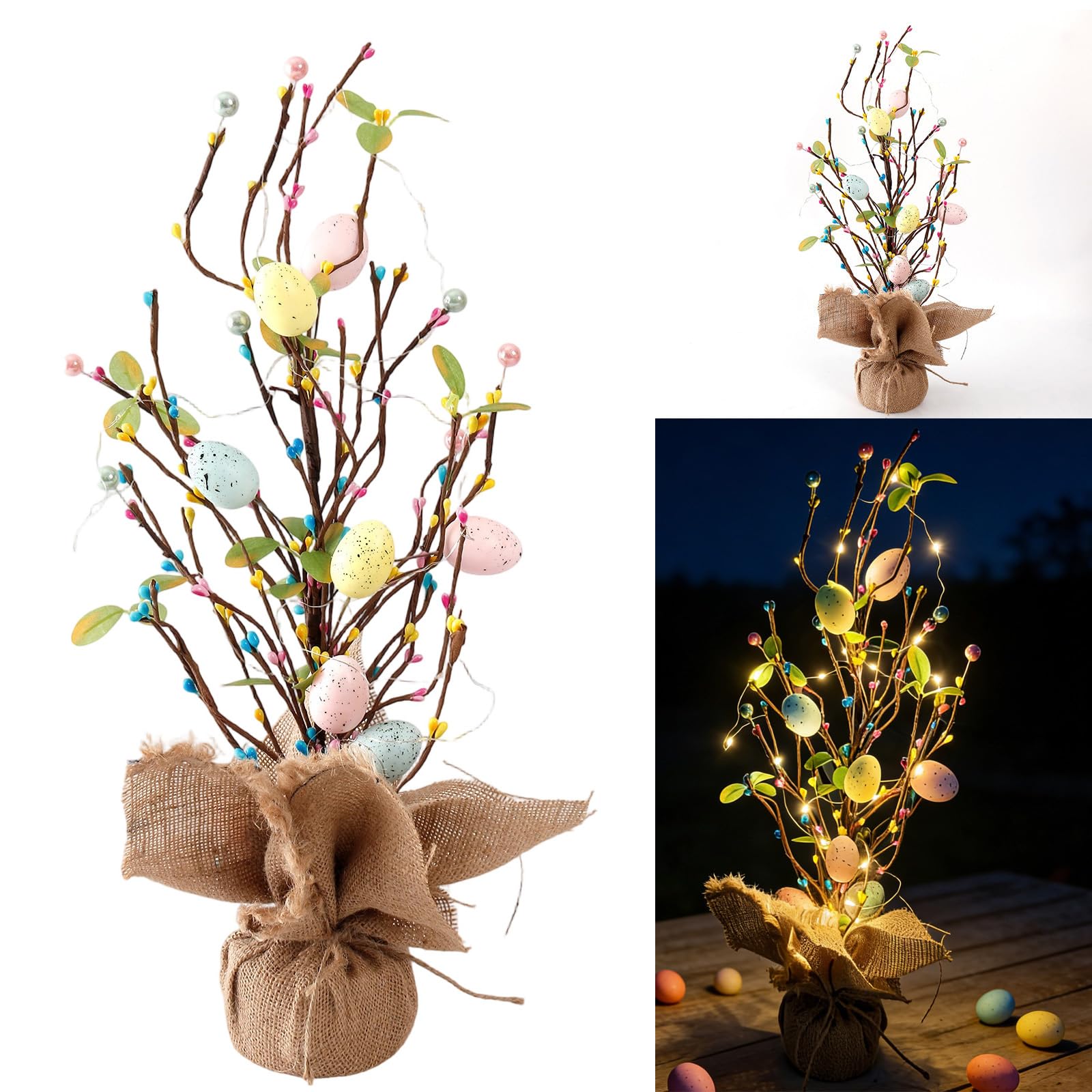 Decorazioni festive riciclabili Uova di Pasqua illuminate pianta adatta per Natale ed eventi a tema che creano un piacere festival con la luce del tocco