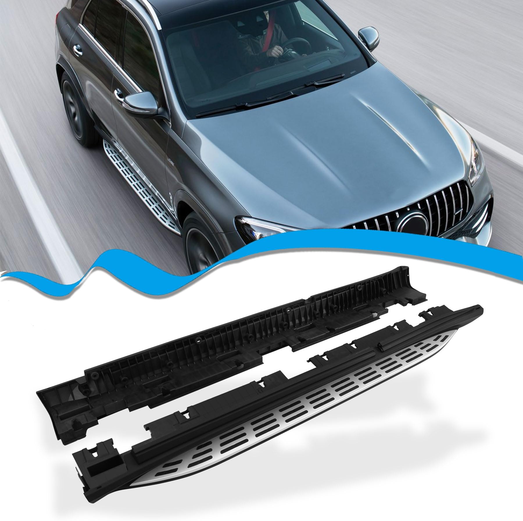 Stormtransform Black Aluminum Running Boards For Mercedes-Benz GLE Coupe 2020-2025 – 2pc Side Steps Nerf Bars, Textured Finish