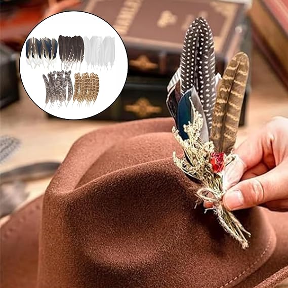 50 Pcs Craft Feathers Decorations, Brown Pheasant Feathers, Speckled Craft Feathers, Natural Pheasant Feathers for Crafting Hat Floral DIY Home Party Wedding Performance Supplies