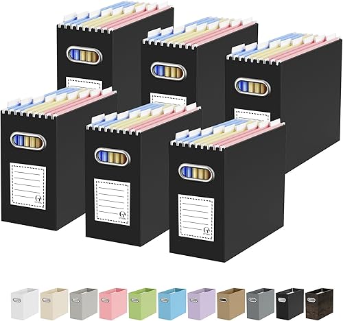 Vista 31 de Caja organizadora de archivos de cartón Oterri para carpetas de archivos colgantes tamaño carta, caja de archivos para escritorio de computadora