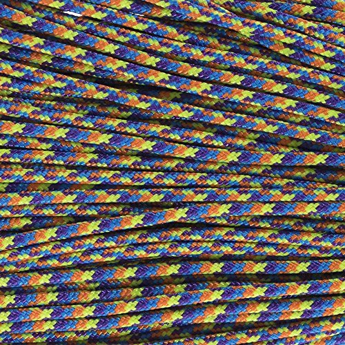 West Coast Paracord Tactical 5-Strand Nylon Core 275-LB Tensile Strength - 3/32 Inch (2.38mm) Paracord Rope (Mardi Gras, 50 Feet)