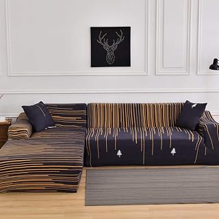 DKLE Schnitt Sofabezug 1 sitzer, L-förmige Sofa-Schonbezug, Sofa Überwürfe Aus Polyestergewebe, für Schnittsofas 2-teiliges Set