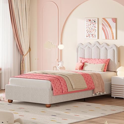 Miniatura 8 de LIDYUK Base de cama Queen con cabecera ajustable, base de cama tapizada en bouclé tamaño Queen, base de cama de plataforma con soporte de madera