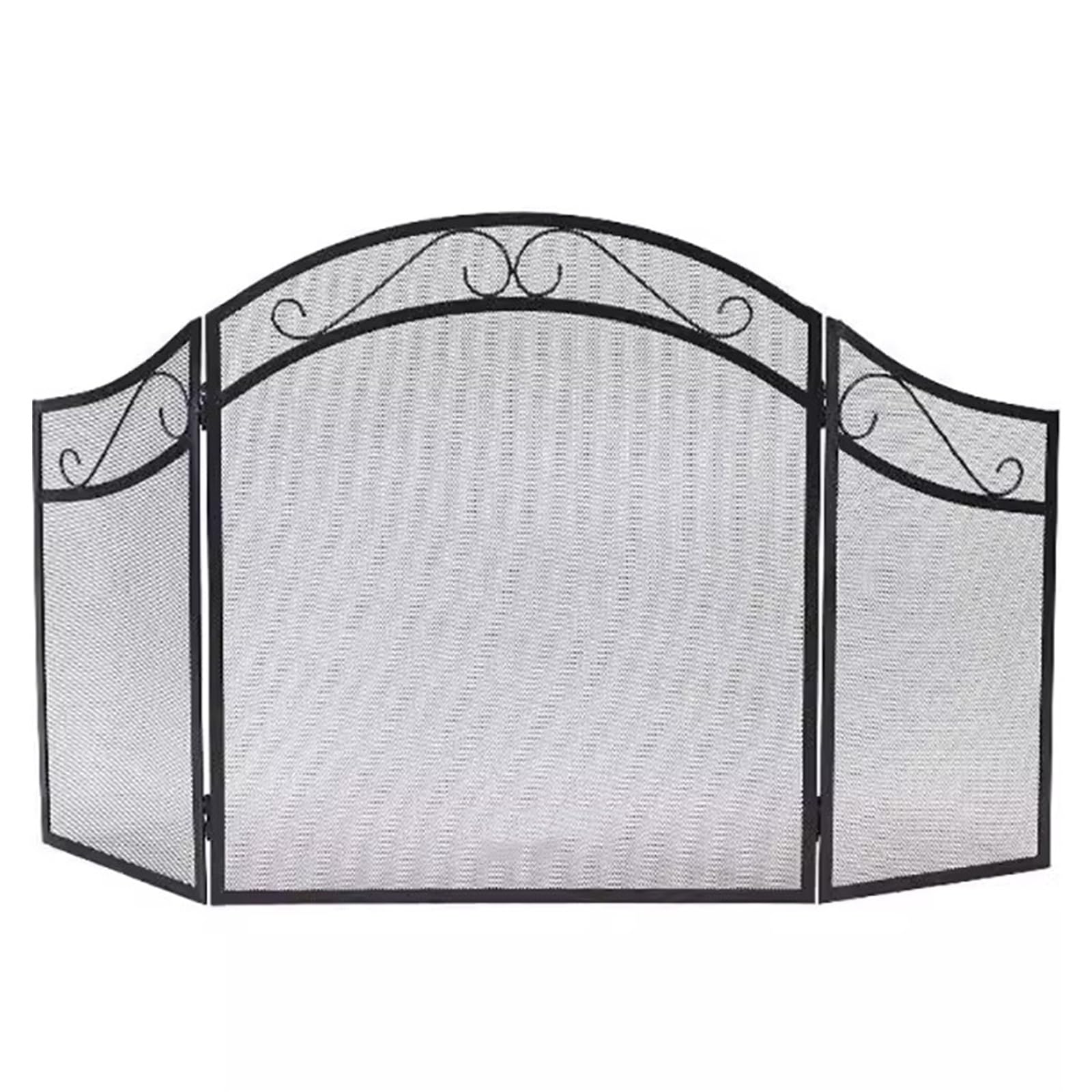 GTPBAO Salvachispas Chimenea Pantalla De Malla De Hierro Forjado Negra para Chimenea: Protector De Chispas Plegable De 3 Paneles para Estufa De Leña, 128×78cm