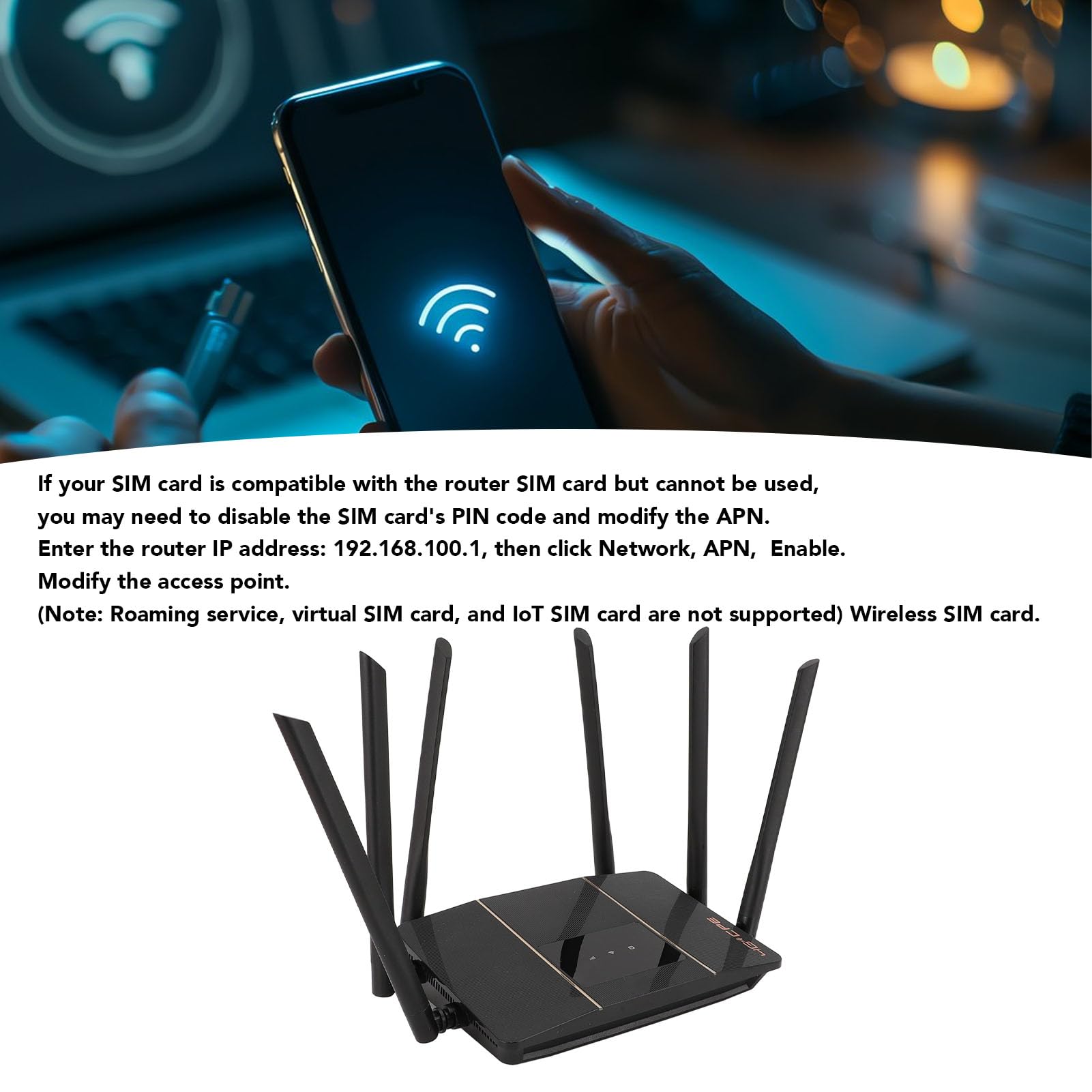Router Wireless 4G LTE con Antenne Ad Alto Guadagno, Fino a 10-20 Dispositivi, connettività Perfetta, per Europa e Asia, Accesso Alla Rete Veloce (Spina europea)
