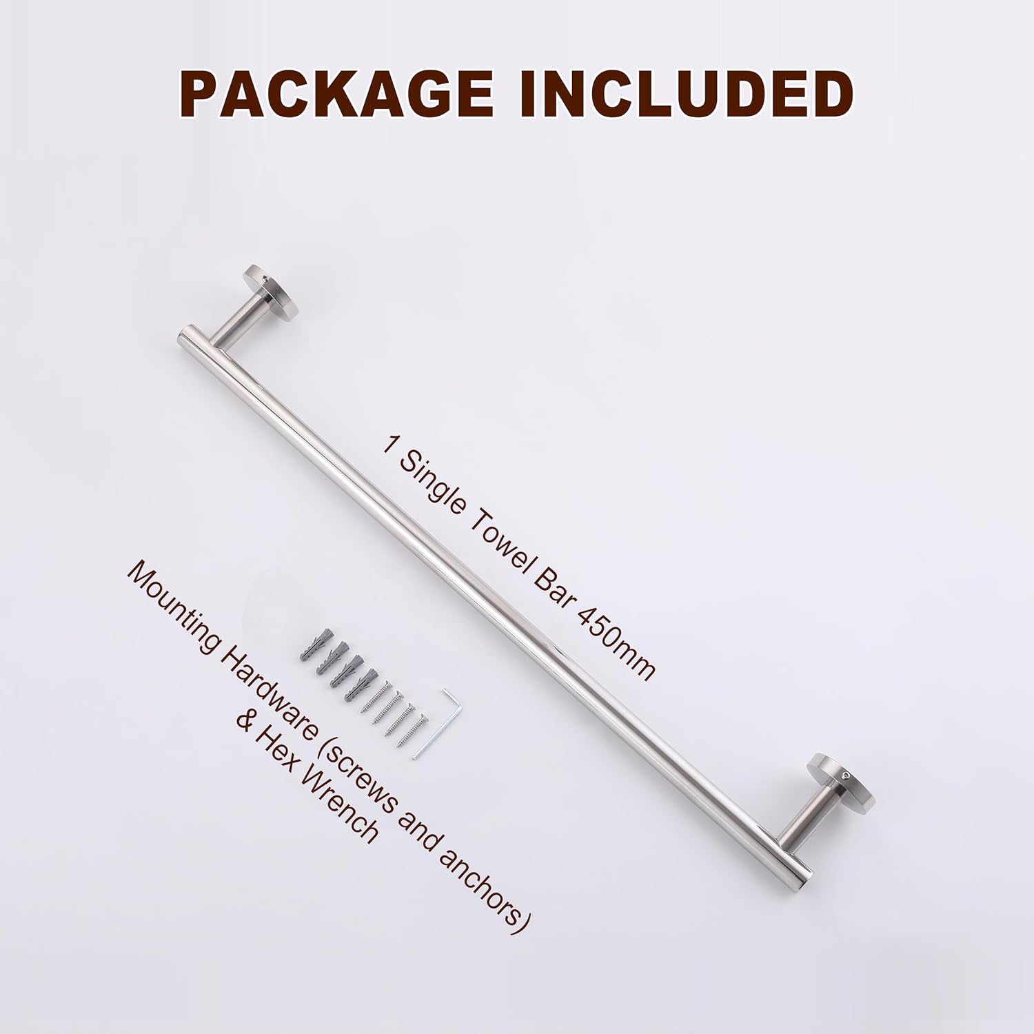 SEIDO Towel Holder Chrome with 15.6" Usable Length, 304 Stainless Steel Bathroom Towel Bar, 18 Inch Towel Racks for Bathroom & Kitchen, Polished Chrome