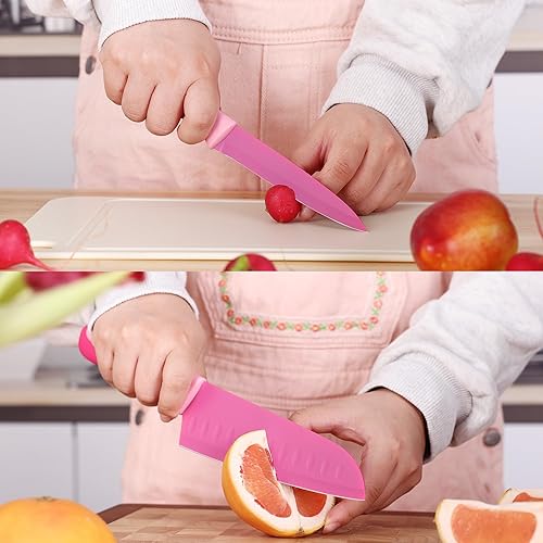 Miniatura 7 de hecef Juego de cuchillos de cocina de 15 piezas con bloque de madera afilado integrado, apto para lavavajillas, juego de bloques de cuchillos de