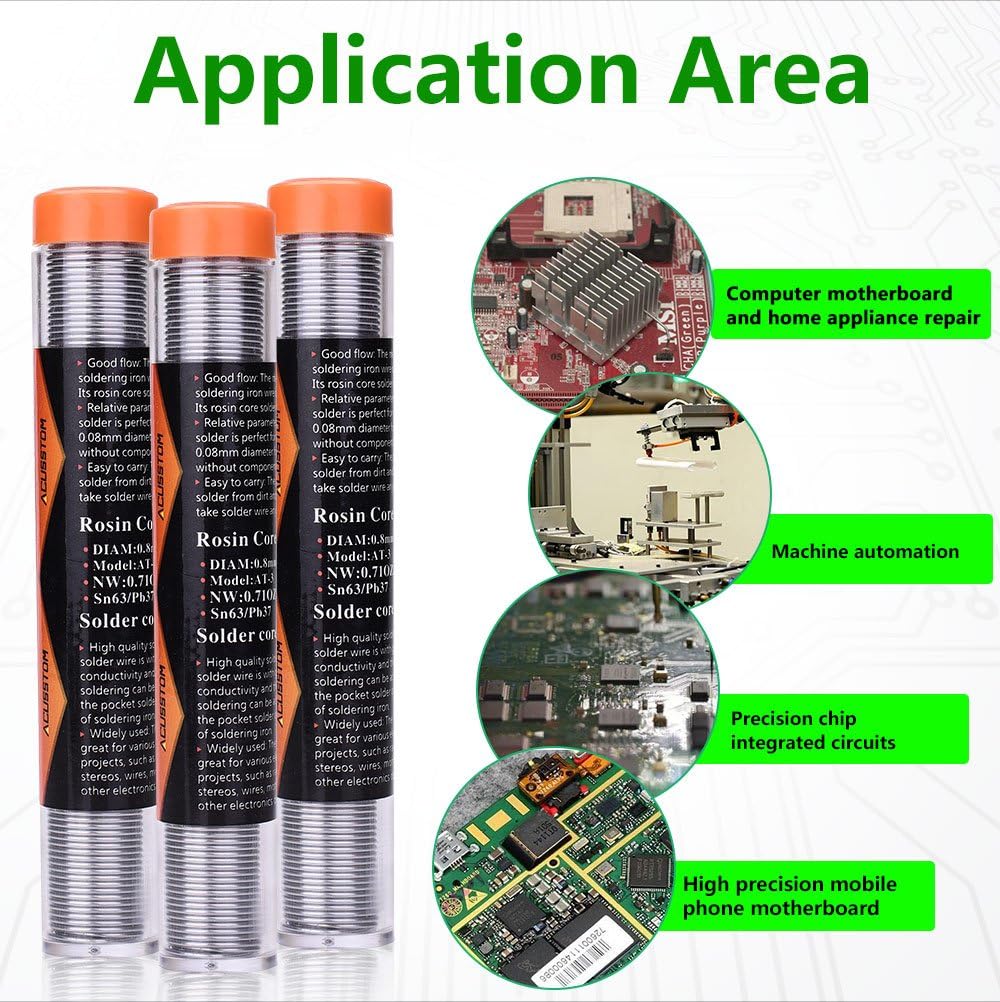Lead Solder Wire 63-37 with Rosin Core Solder for Electrical Soldering and DIY 0.8 mm