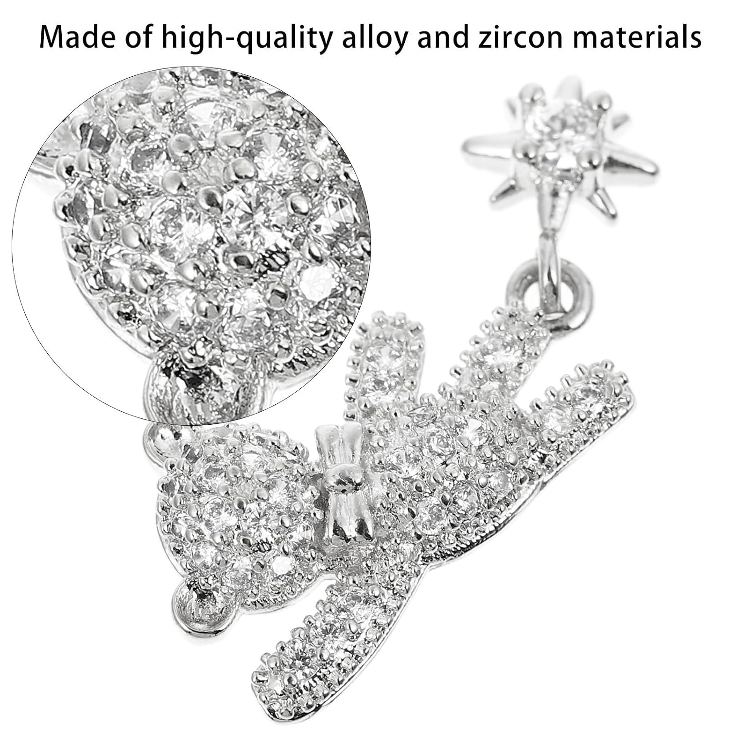 5 Pcs Bear Shaped Nail Decorations with Zircon Alloy Studs