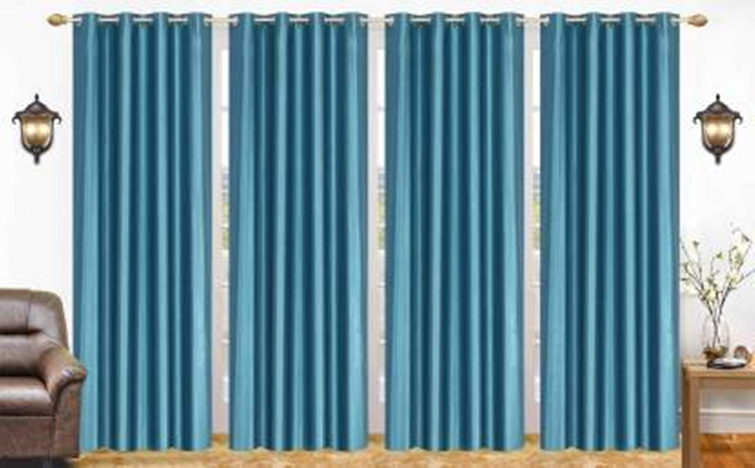 Kiara Creations 4 Piece Plain Solid Polyester Curtains for Window 6 Feet, Aqua (Aqua, Window 6 Feet) (B095MSJSND) Amazon Price History, Amazon Price Tracker