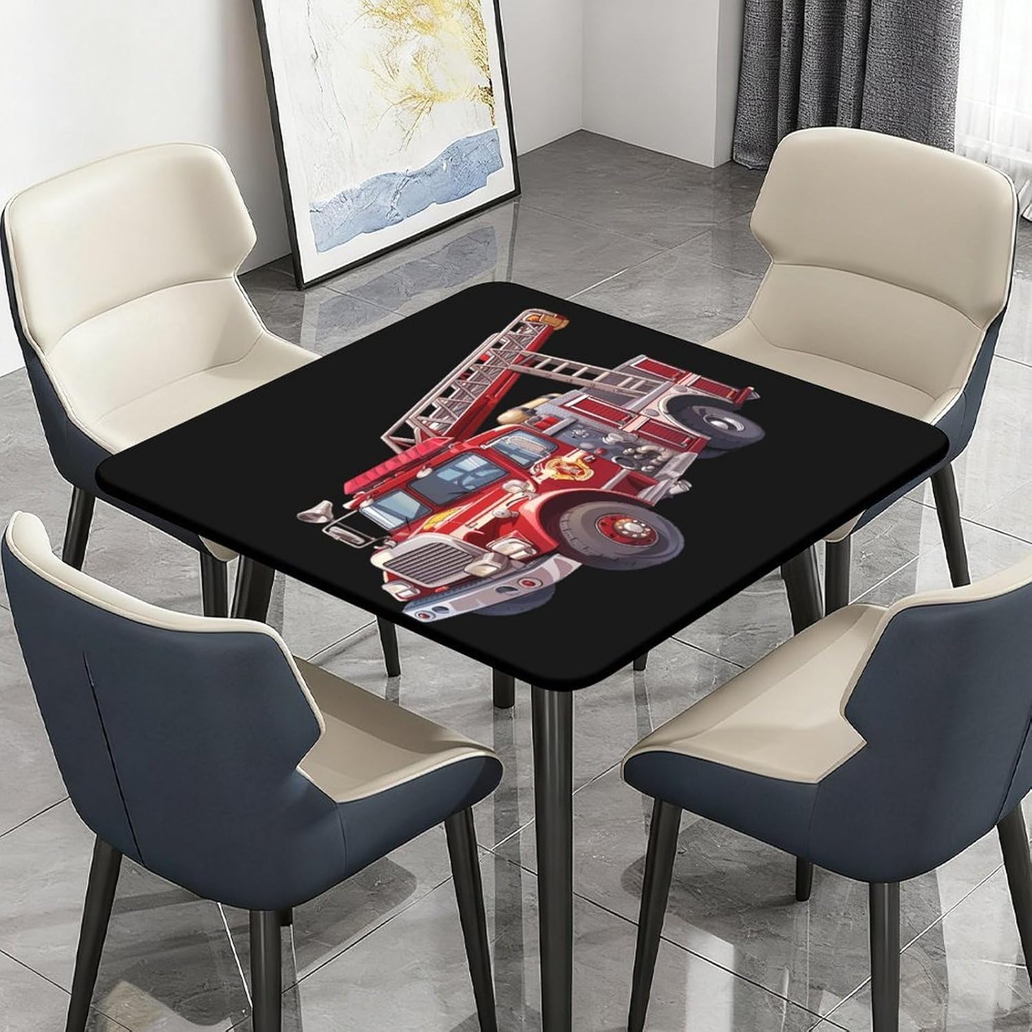 Firetruck Square Tablecloth Print Table Cloths Table Cover Wedding Party Holiday Decor
