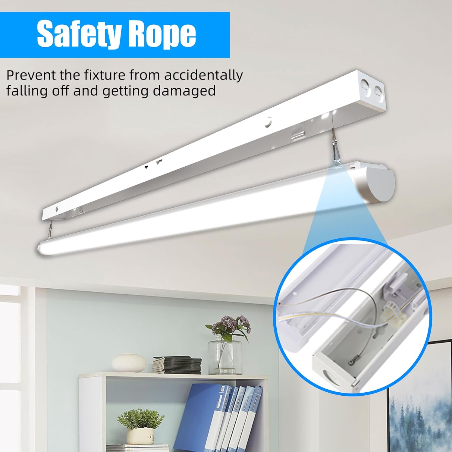 4FT LED Linear Strip Light, 4 Foot LED Shop Lights 45/40/35W 35/40/5000K CCT Selectable, Hanging and Flush Ceiling Light, Commercial Bay Light Fluorescent Tube Replacement for Garage Workshop, 4 Pack