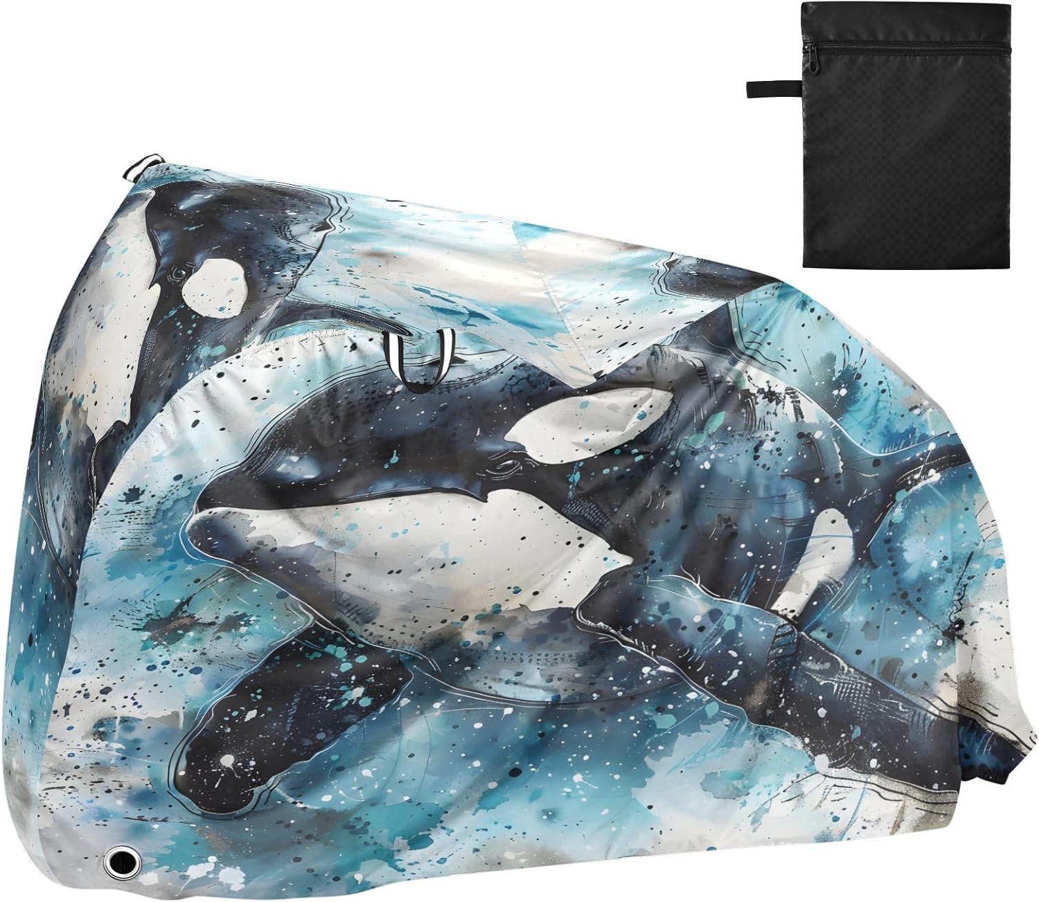 ALAZA Killer Whale Watercolour Bike Cover Waterproof Outdoor Ebike Bicycle Covers Tarp Protection for 1/2 Bikes, Sun UV Dust Wind Proof