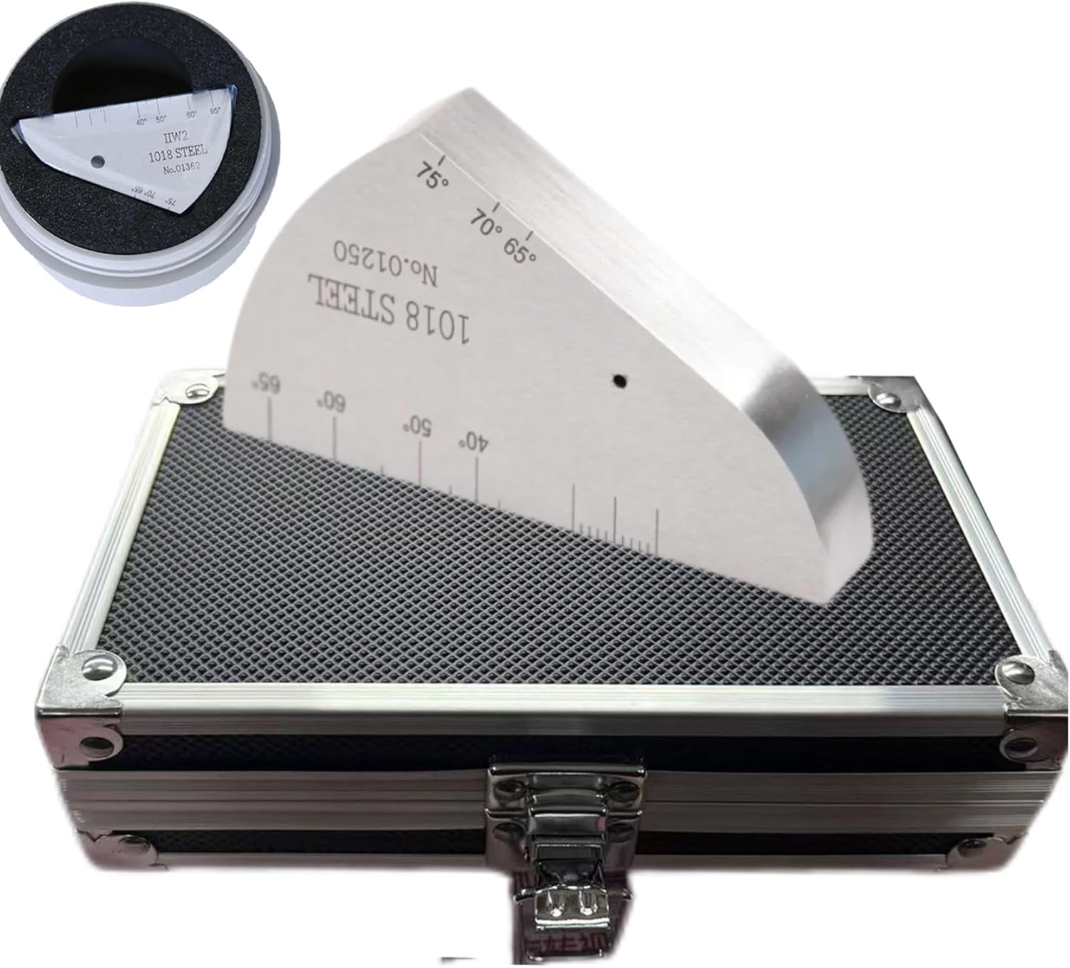 Calibration Block Ultrasonic Flaw Detector 1018 Steel Nickel Plated Test Block with 35 to 75 Degrees 25mm and 50 mm Radius 1.5mm Hole Width 20mm ASTM E164 for Ultrasonic Flaw Calibration