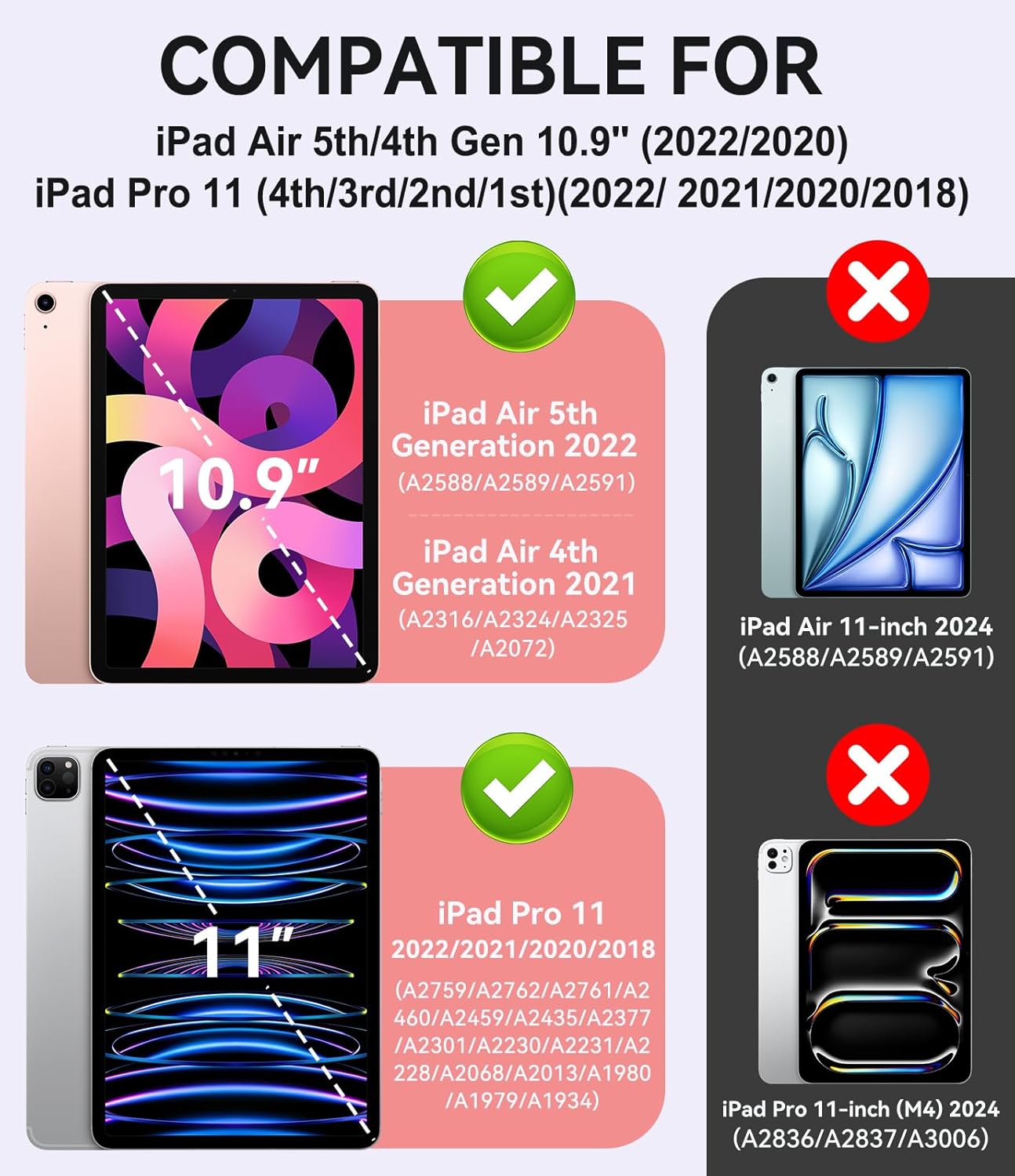 ZoneFoker Case for iPad Air 5th/ 4th Generation Case (2022/2020) 10.9'', for iPad Pro 11 Inch (4th/3rd/2nd/1st Gen), Hard Sturdy Slim Cover for iPad Air 5 4 th with Pencil Holder/Stand, Pink Glitter
