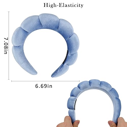Miniatura 6 de Ondder 4 diademas de maquillaje para spa para lavar la cara, esponja facial, diadema suave para el cuidado de la piel, diadema hinchada para el