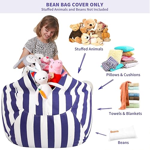 Miniatura 200 de Aubliss - Funda para organizar juguetes de felpa, se convierte en un puf cuando se rellena Se convierte en un puf para niños cuando está lleno. Aqua