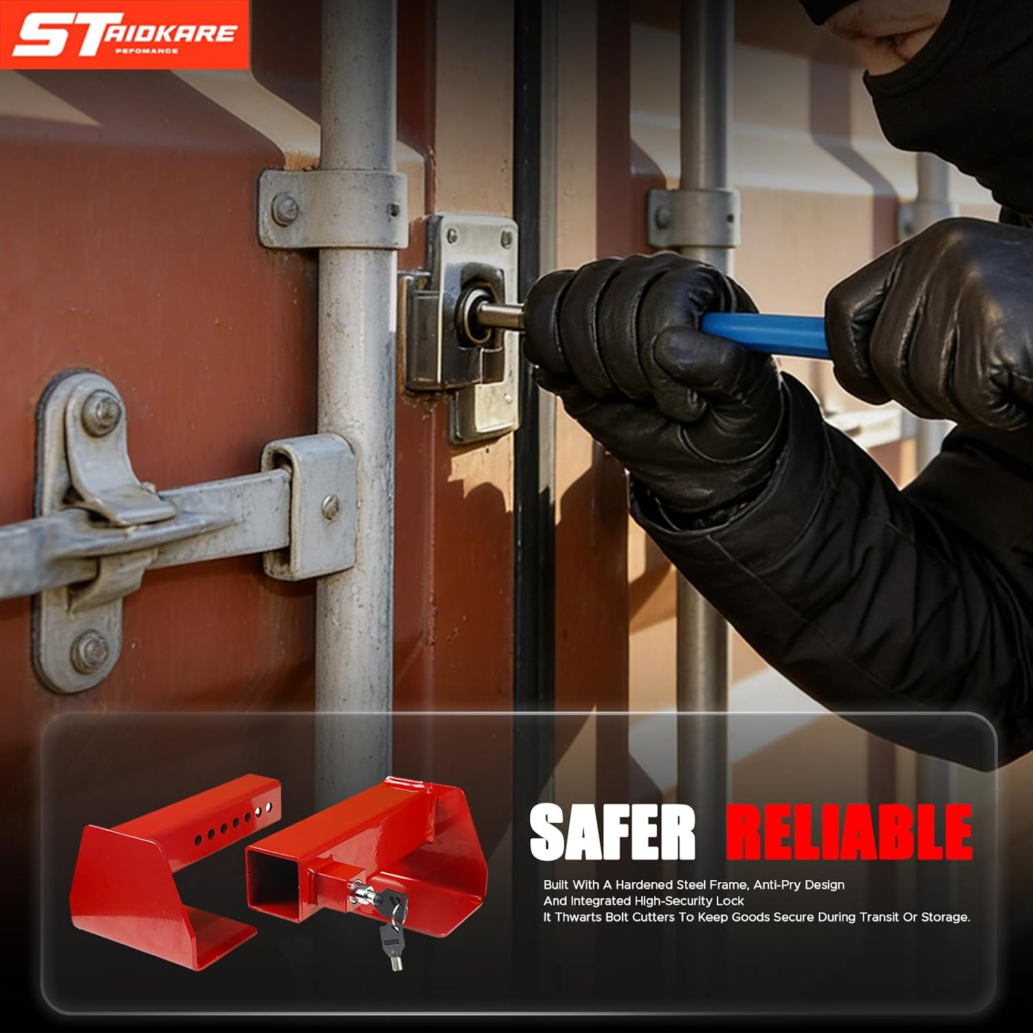 Heavy Duty Shipping Container Lock, Cargo Door Security Lock for Semi Trailer Trucks & Containers, Anti-Theft Steel Construction with 2 Keys for Heavy Equipment.