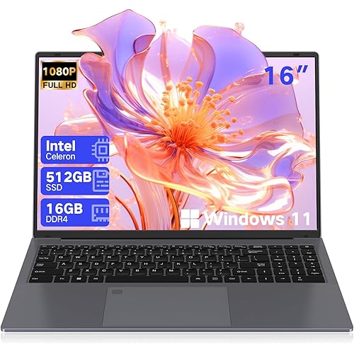 DERE Gaming Laptop,16 inch Laptop Comupter,Win11|16GB RAM 512GB SSD| Celeron N5805|2.5K QHD IPS Display|Fingerprint Unlock|Backlit Keyboard|WiFi 6|HDMI for Gaming,Business,Working,Sliver Gray