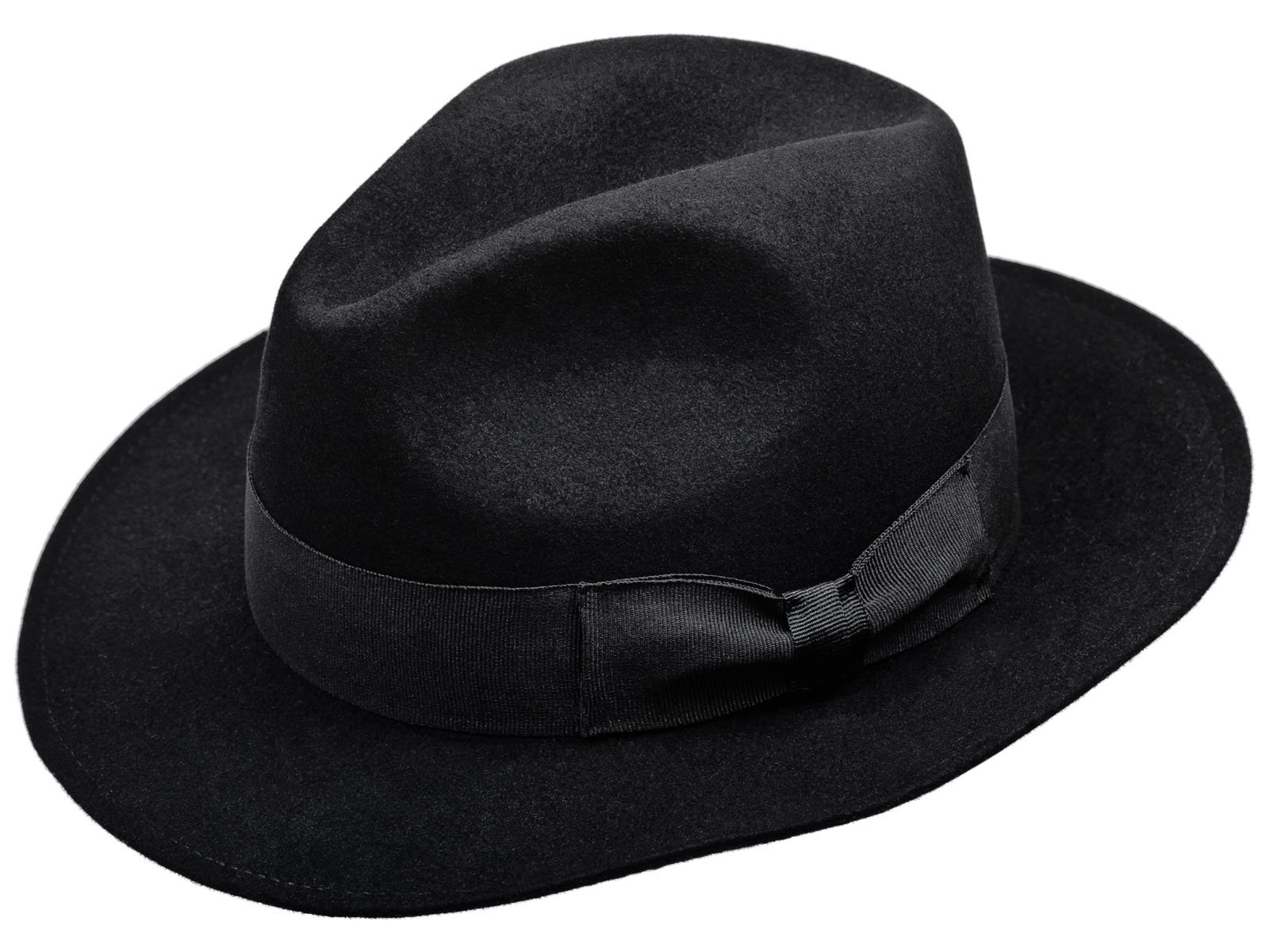 Sterkowski Rabbit Fur Felt Classic Vintage Fedora Hat 58 cm Black