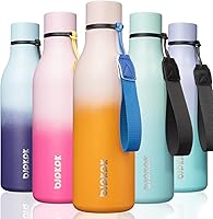 Vista 55 de BJPKPK Botellas de agua aisladas, botella de agua de metal de acero inoxidable de 18 onzas con correa, termo a prueba de fugas sin BPA, tazas