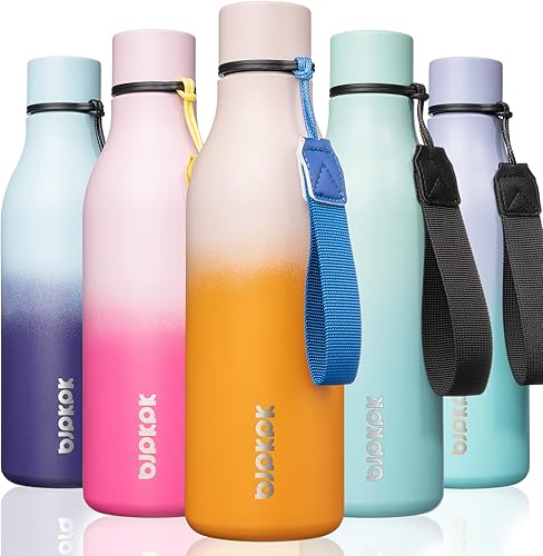 Miniatura 19 de BJPKPK - Botellas de agua aisladas, 25 onzas, de acero inoxidable con correa, botellas, tazas, frascos sin BPA, a prueba de fugas, frascos térmicos
