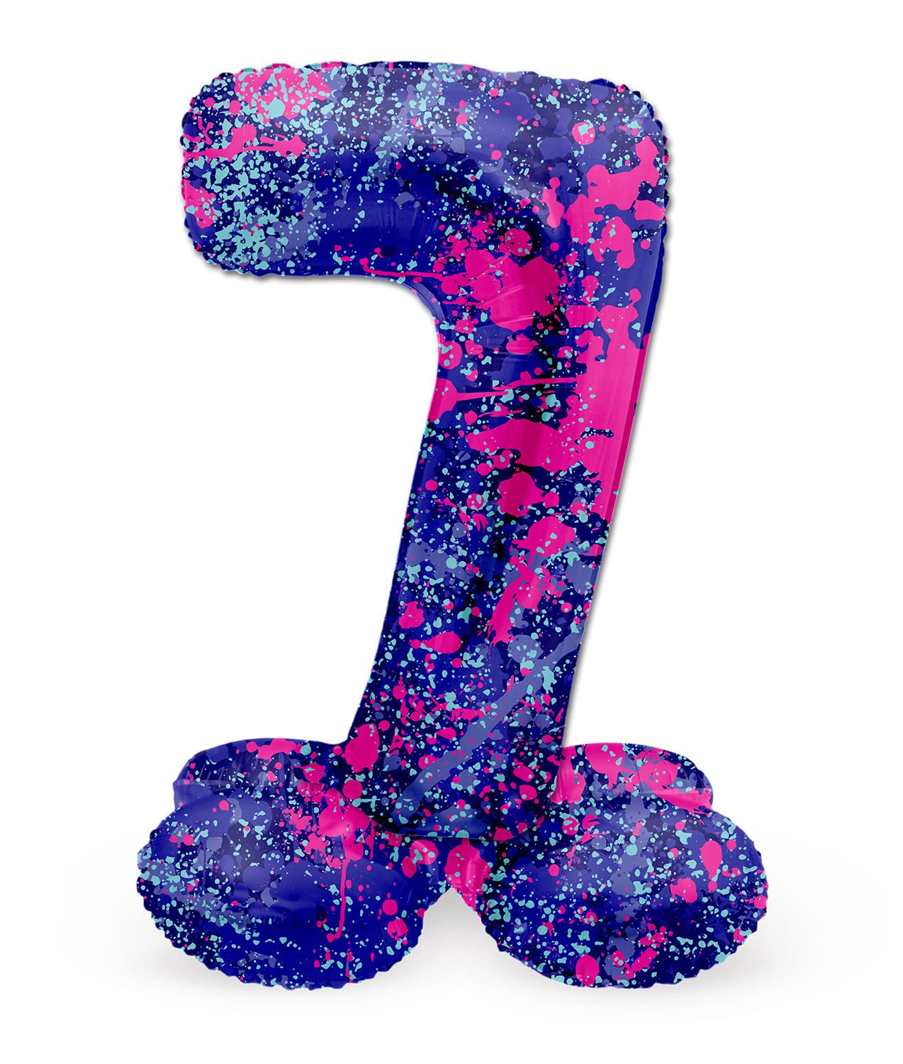 Folat 63927 Standing 7 Paint Splash Purple Space 72 cm Birthday Decoration Balloon Number No Helium Required, Multicoloured, Standard Size