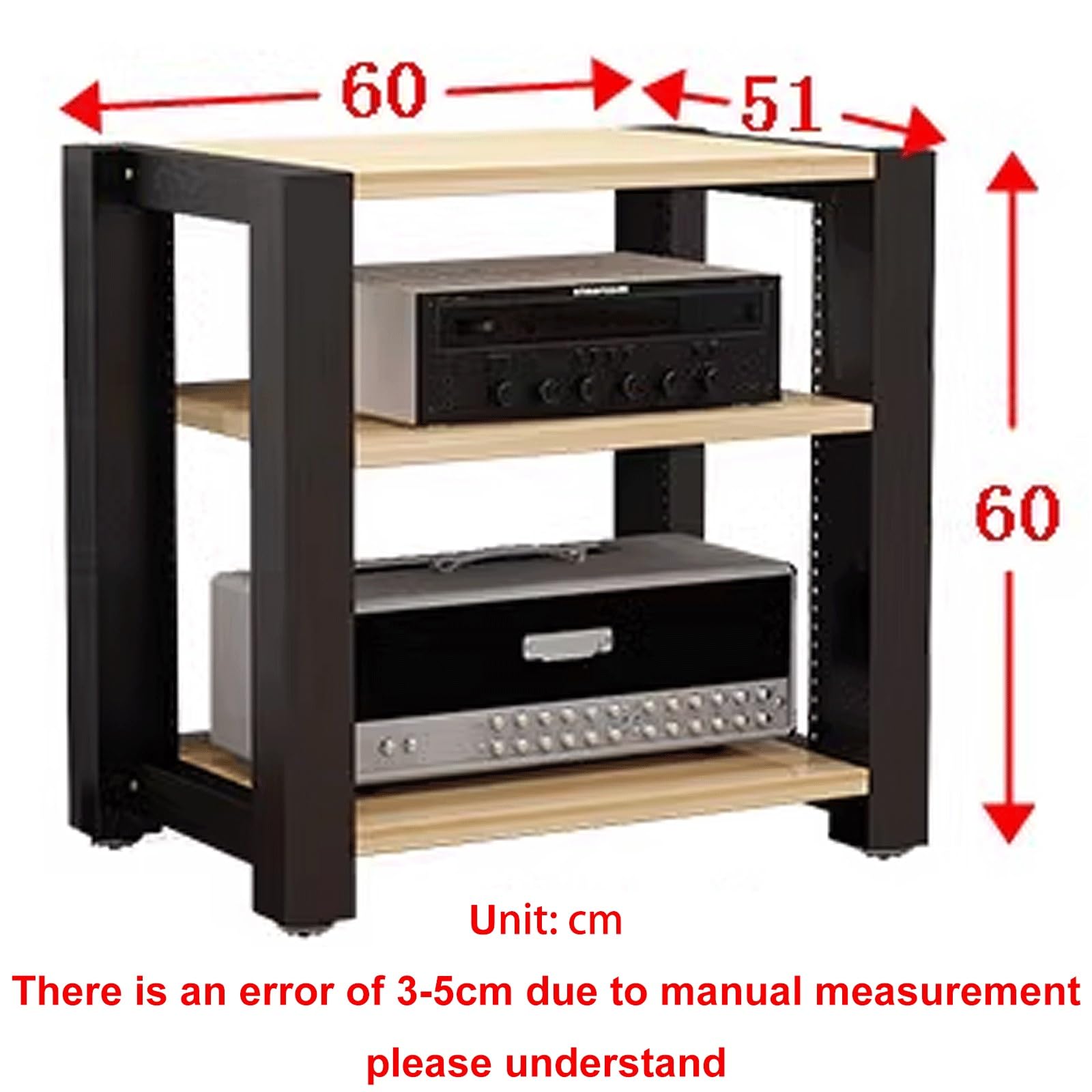 Heavy Duty AV rack stand a 3 strati con tubi in acciaio audaci mensola regolabile 4 dimensioni e 4 colori (naturale + nero) per Home Theater e apparecchiature audio