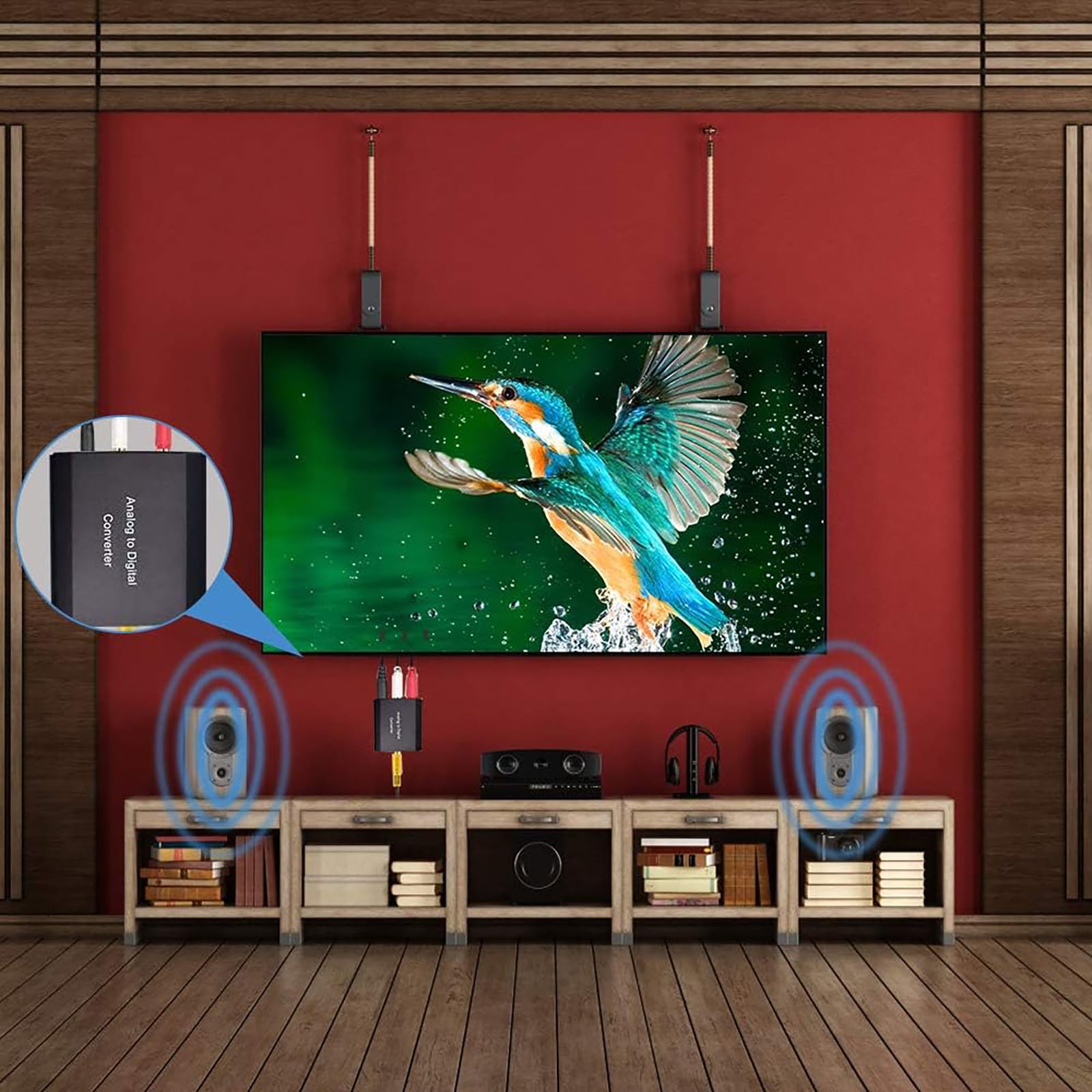 AMANKA Analogico ad Digitale Audio Convertitore Adattatore, ADC da RCA 3,5 mm a Coaxial Toslink con Cavo e Power Adapter per TV DVD Blu-Ray PS3 PS4 Xbox, Alluminio