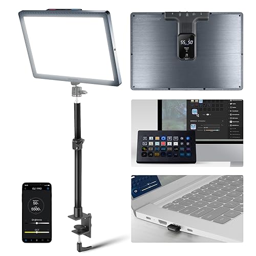 NEEWER GL1 PRO 15.5" Key Light for Streaming, Video Lighting with 2.4G PC/Mac iOS/Android APP Control, 2800LM LED Panel Light with Desk Clamp Compatible with Elgato Stream Deck for Gaming Zoom, Gray - GL1 Pro(Gray)