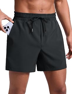 CRZ YOGA Men's 5" Linerless Workout Shorts - Ultralight Quick-Dry Running Gym Shorts with Secure Pockets