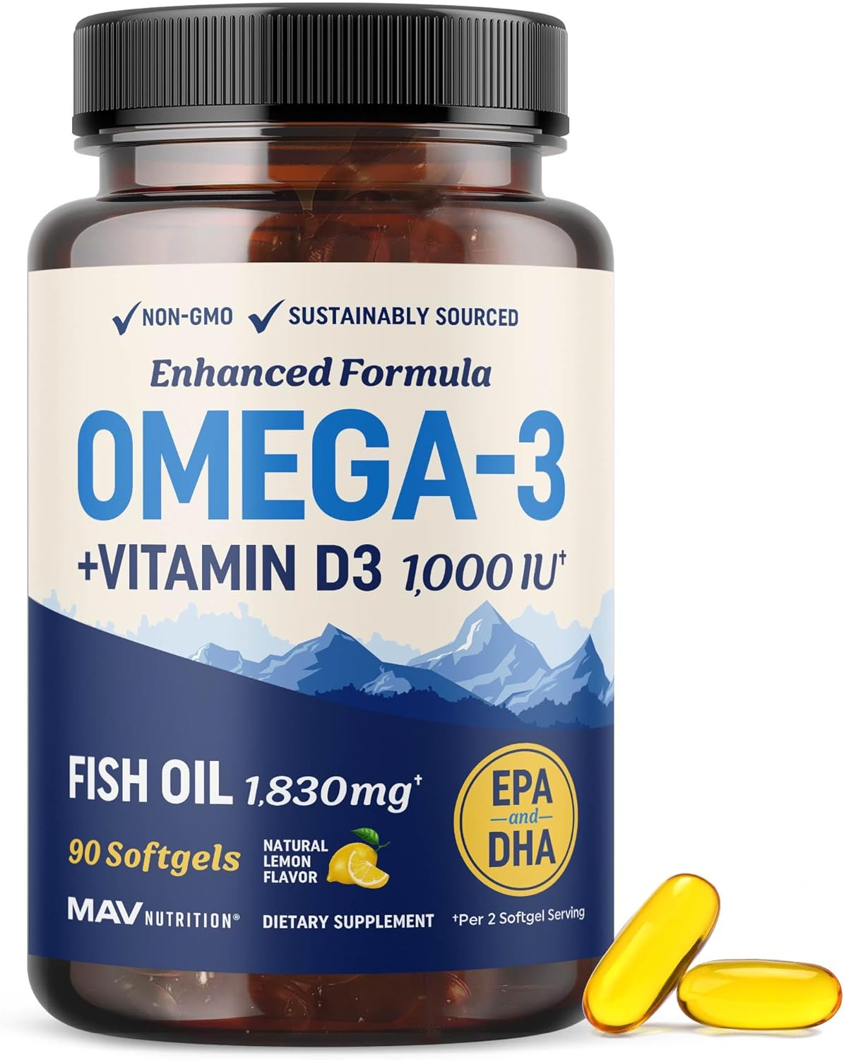 Omega 3 Fish Oil with Vitamin D3 | 1280MG...