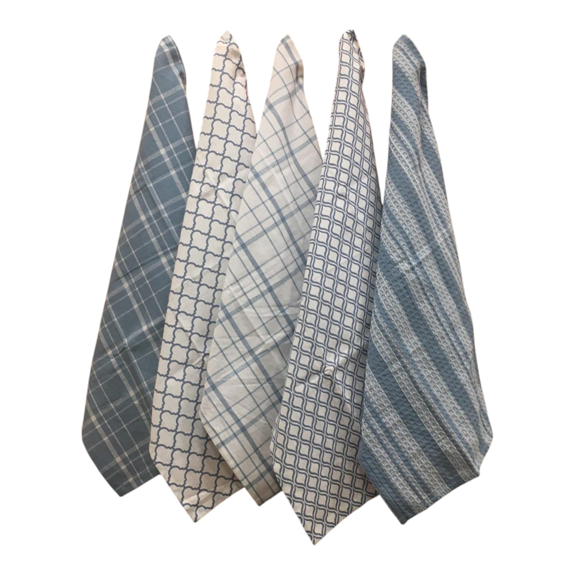 Penguin Home Premium 100% Pure Cotton Tea Towel for Kitchen, Set of 5 Kitchen Towels, Soft & Durable Kitchen Cloths Towel Set, Machine Washable, 65 x 45 cm Colour -Blue
