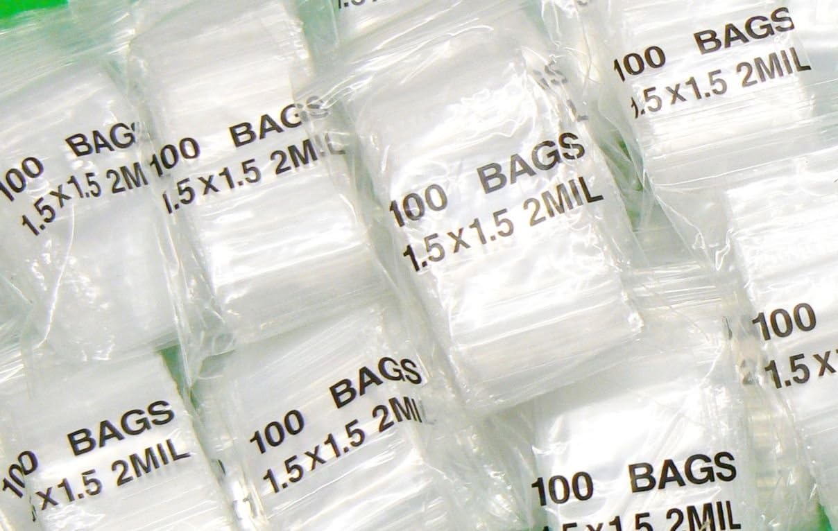 2500 ZIPLOCK BAGS CLEAR 2 MIL RECLOSABLE ZIP LOCK BAGGIES 1.5"x1.5" SQUARE 1-1/2 (LZ 1.14 FRE) NOVELTOOLS