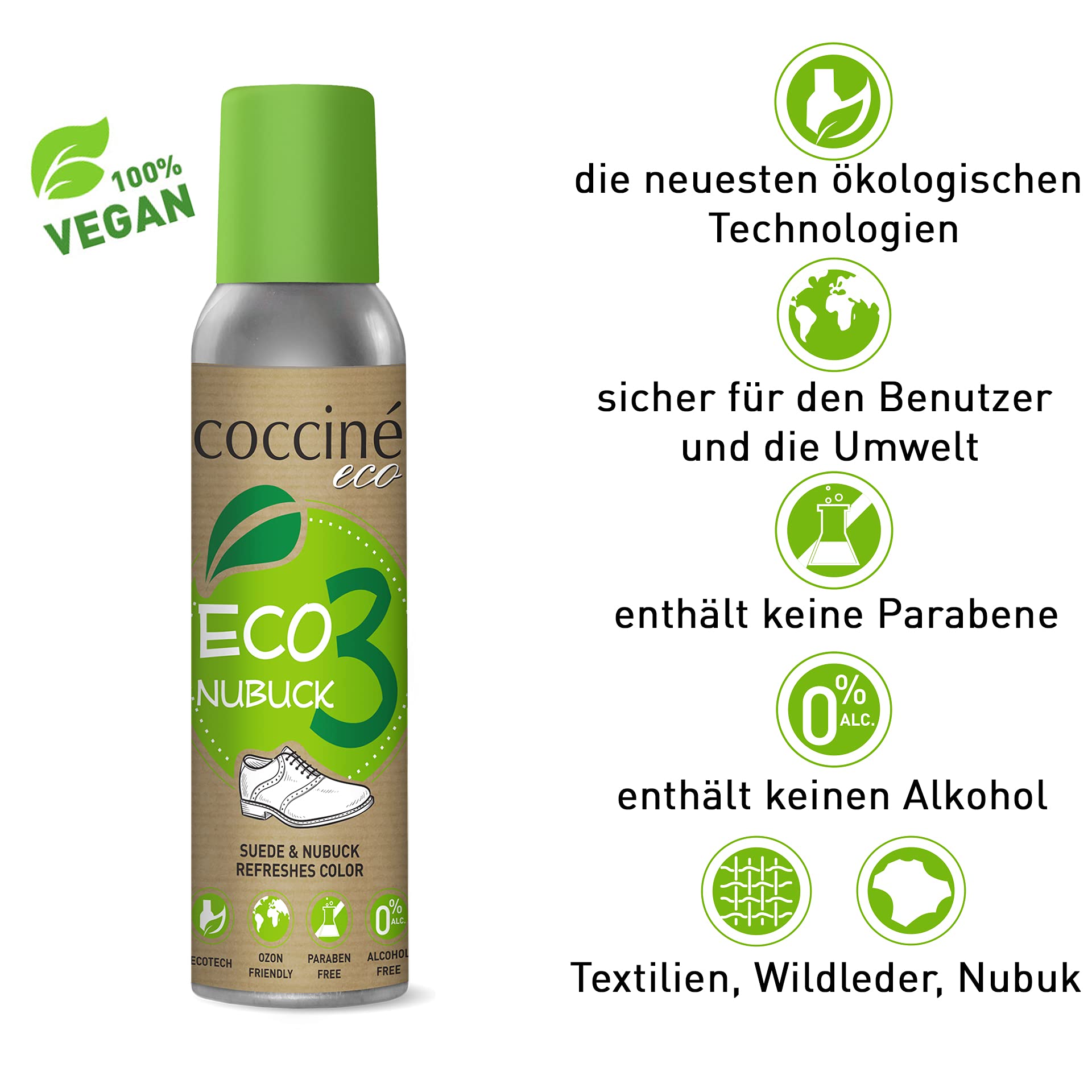 Cocciné - Wildleder Pflege Set | Nubuklederpflege | Nubuk Lederpflege | Schuhe Färben | Imprägnierspray Reiniger | (Neutral & Schwarz) | 3x200ml