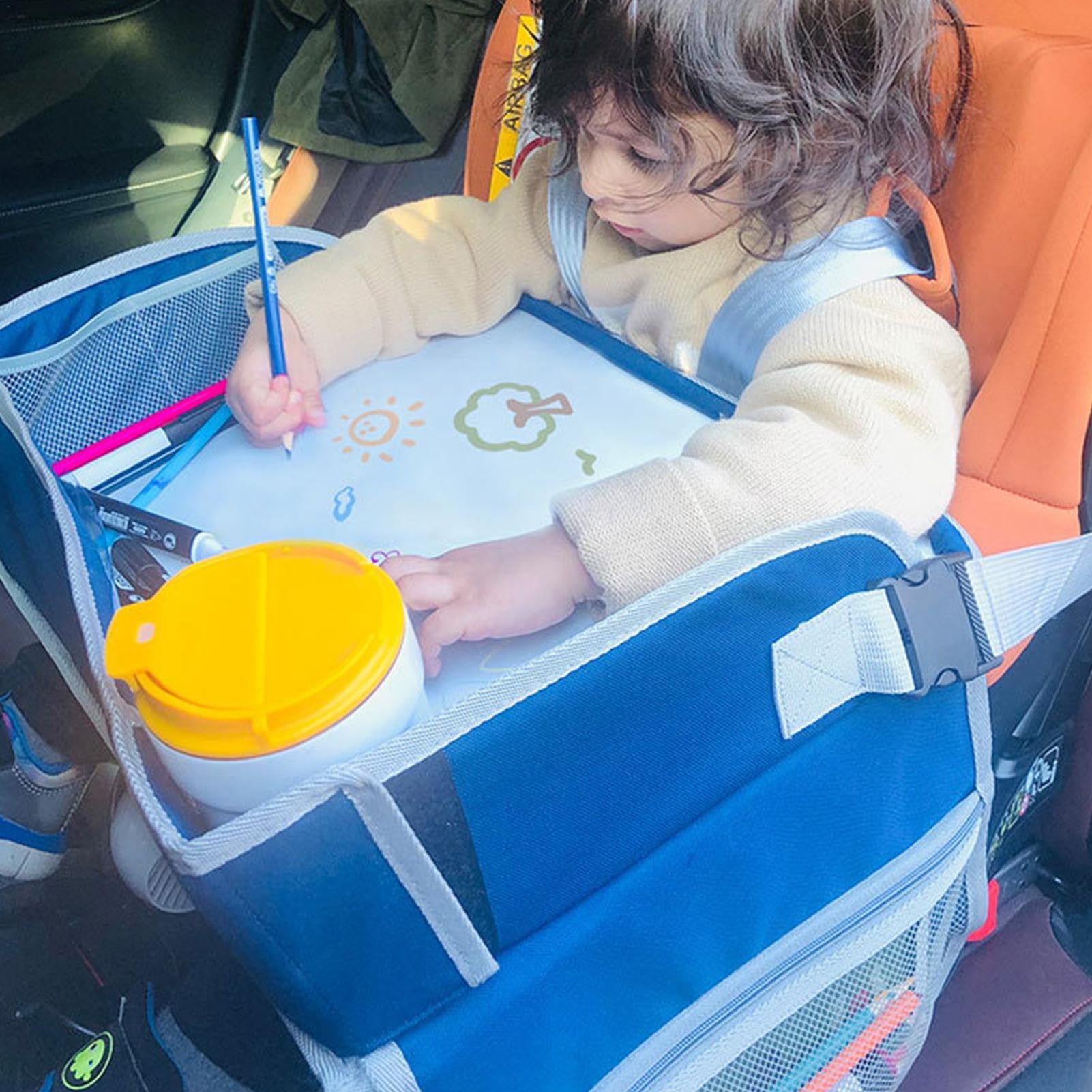 Table D'activités De Voyage Pour Enfants - Lavable, Avec Poches - Pour Voiture, Avion, Poussette