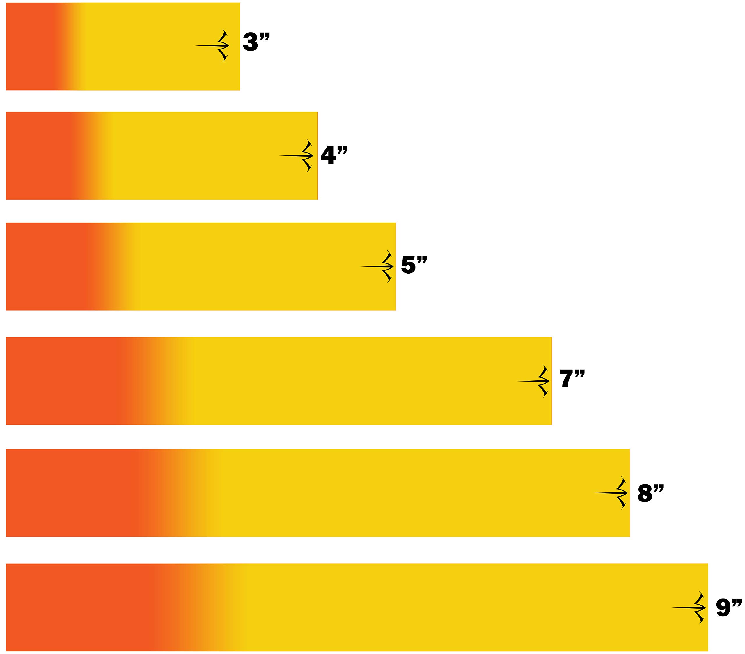 White Water Archery Non-Laminated Yellow Orange Fade Arrow Wraps 15 Pc Pack Choose Length Width (3, 1.25)