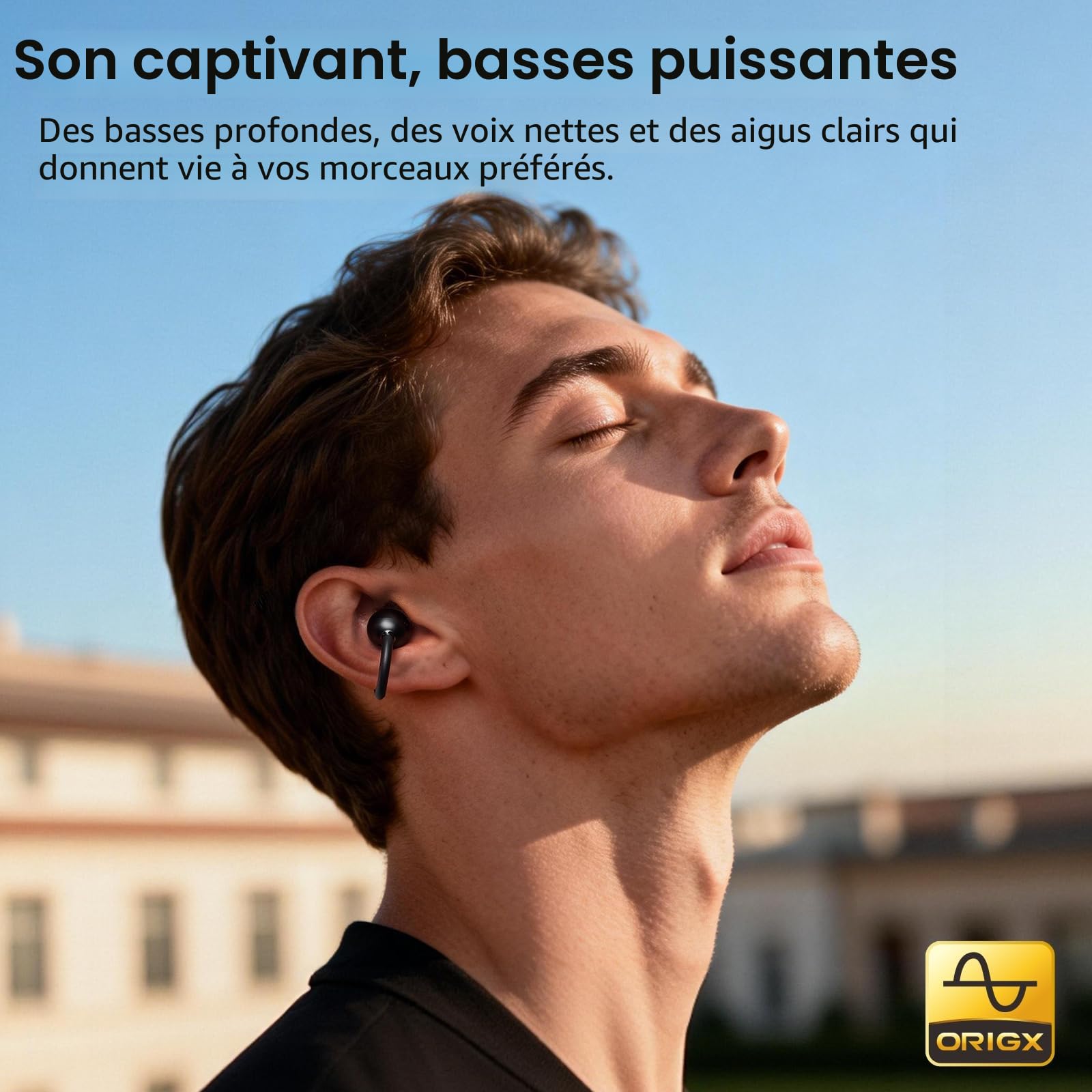TOZO OpenEarRing Écouteurs Bluetooth sans Fil Ecouteurs Bluetooth 5.1 Ultraléger avec Réduction IA de Bruit ORIGX Acoustique EQs Ajustement 40H d'Autonomie LED Écran USB Type C IPX5 Noir