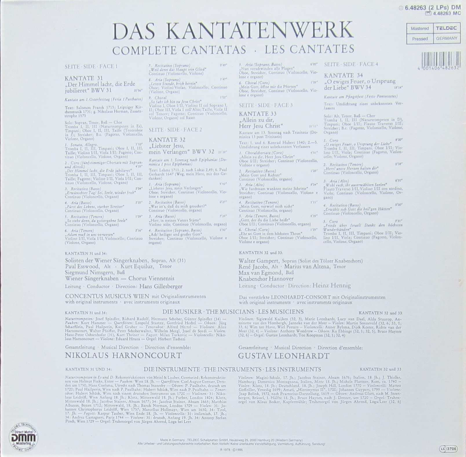 Bach: Das Kantatenwerk / Complete Cantatas - Vol. 9 (BWV 31 - 34) (Pocket Edition) [Vinyl Doppel-LP] [Schallplatte]