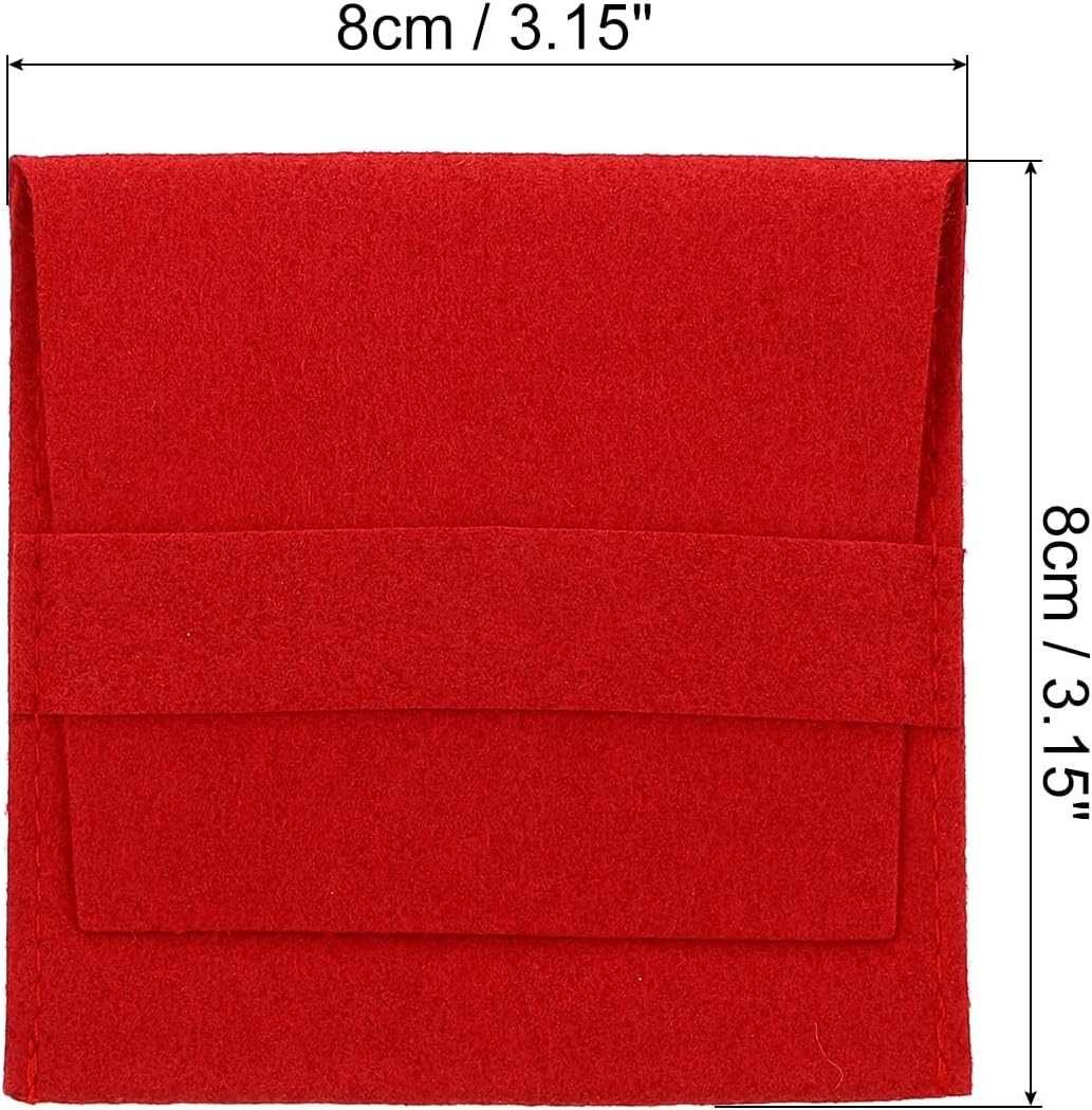 PATIKIL 8x8cm Jewelry Pouches with Band, 10 Pack Microfiber Jewelry Pouches Portable Soft Storage for Necklace Bracelet Earring Watch Rings Brooch, Red