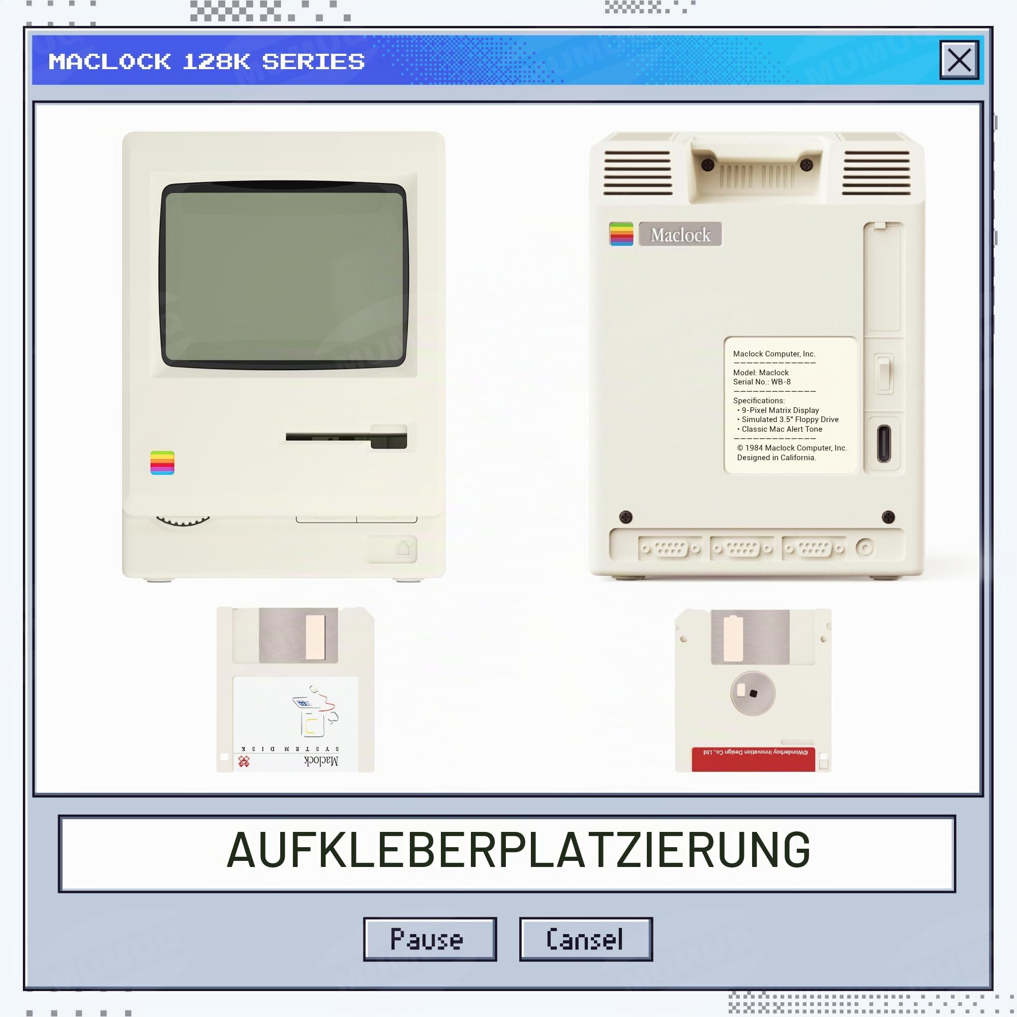Maclock Retro Wecker Digital Vintage Computer Deko mit Pixel LCD Display | 5 Alarmmodi, Warmes Dimmer & Diskette-Accessoire, Nostalgisches Geschenk für Schlafzimmer, Home Office, Gaming-Setup