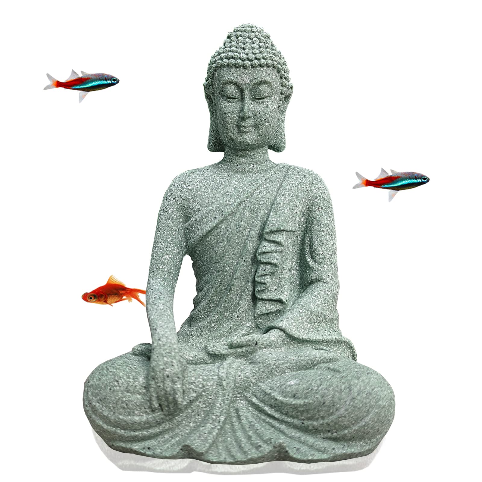 livelyfish Aquarium Buddha Statue Asian Japanese Fish Tank Decoration Zen Buda Figurines Stone Buddha Sculpture Ornaments for Fish Tank Decor, B-L