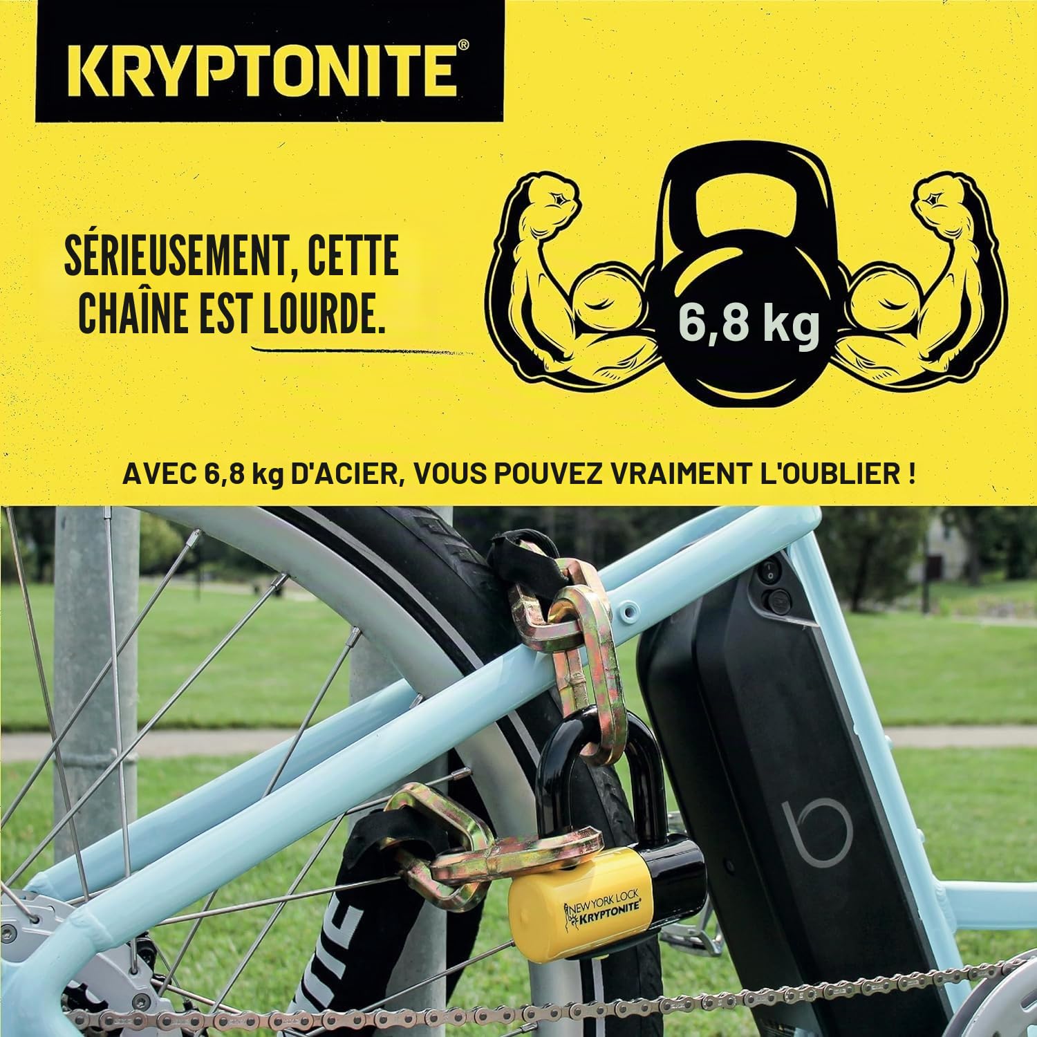 Kryptonite New York Fahgettaboudit 1415, Antivol Chaîne avec Antivol U Mini