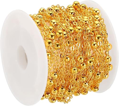Miniatura 9 de PATIKIL Cadena total de cuentas de 32.8 ft33 pies con carrete, eslabones de cadena de latón para hacer joyas, accesorios de collares, pulseras,