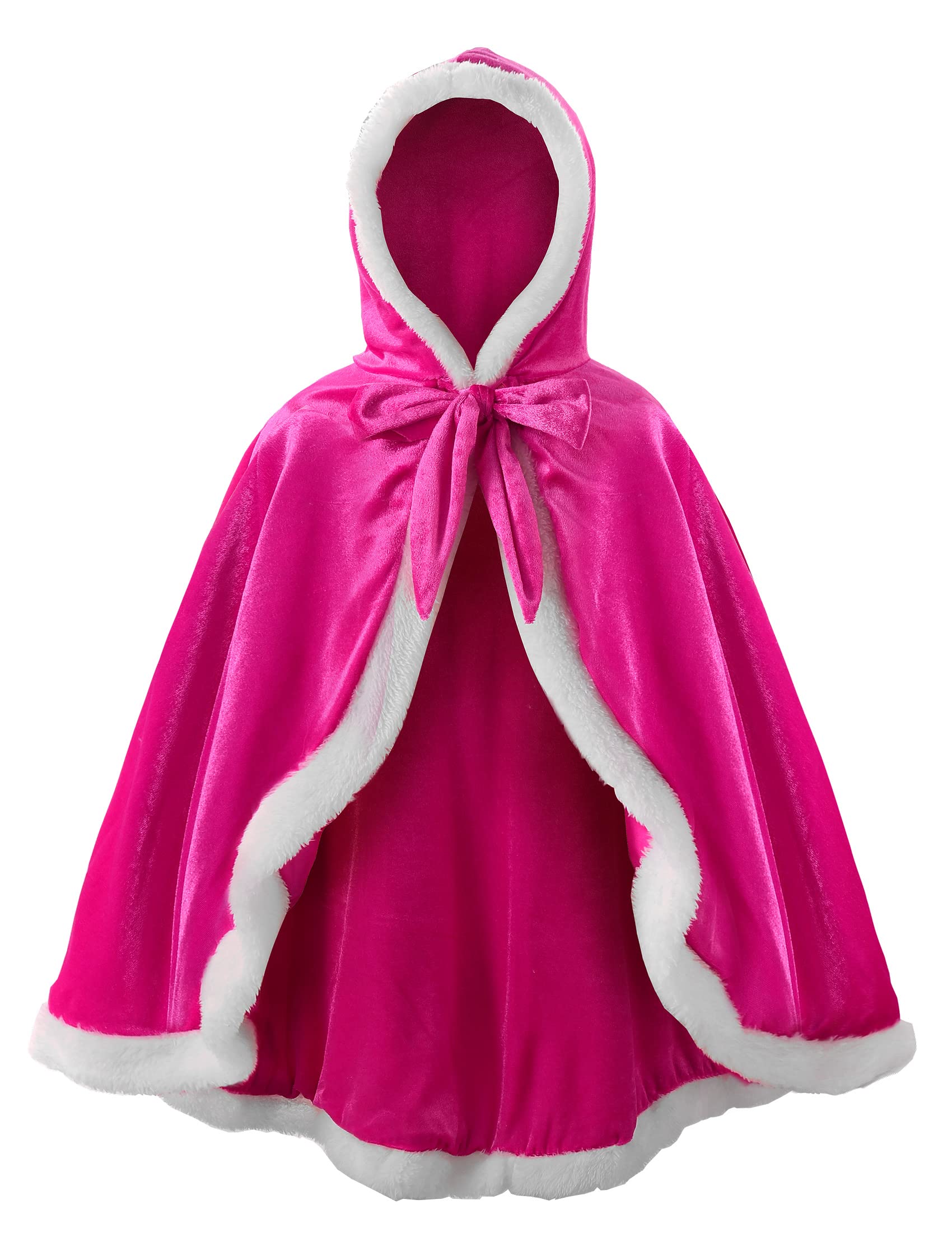 JerrisApparel Girl Cape Wedding Cloak Dress Coat Matching Snow Princess Costume (150, Rose) - Image 2