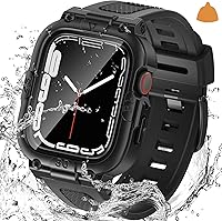 Vista 22 de Goton Estuche impermeable 3 en 1 con correa para Apple Watch con protector de pantalla de vidrio templado incorporado de 40 mm, cubierta frontal