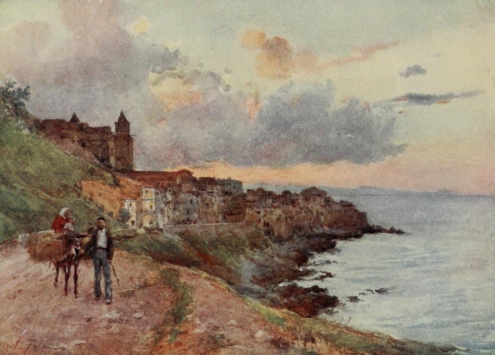 Sicily 1911 Cefalu sunset Poster Print by Alberto Pisa (18 x 24)