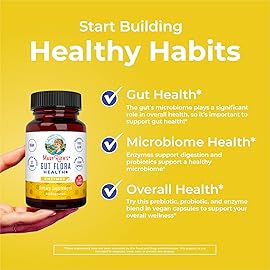MaryRuth Organics Gut Flora Health+ Enzymes | Up to 2 Month Supply | Prebiotic Probiotic Digestive Enzymes Blend for Healthy Gut Biome & Digestive Support | Gastrointestinal Health | 60 Capsules
