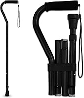 Vista 8 de RMS Bastón plegable con mango de espuma offset, bastón ajustable con bolsa de transporte (negro)